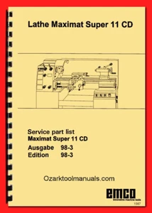 EMCO Maximat Super 11 CD Metal Lathe Service Parts Manual 1587 - Picture 1 of 13