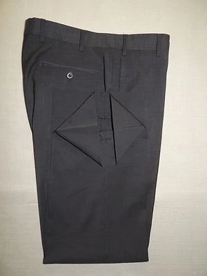 P-136 ZANELLA men's recent 100% wool Gray mini check flat front pant 32 X 29. - Image 1 of 4