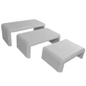 White Leatherette Display Shelf Riser Set Display Organizer Holder Riser Stands - Picture 1 of 2