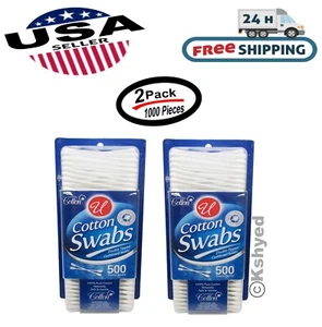 1000Pcs Cotton Swabs 100% Pure Cotton Natural Double Tip Original (2 Pack) - New - Picture 1 of 15