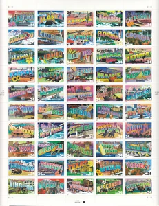 Francobollo USA #3561-3610 - 2002 34¢ Saluti da Am., Foglio Completo, VG/F, MNH OG - Foto 1 di 2