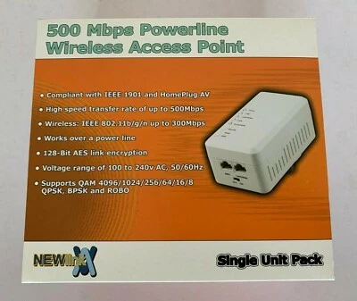 NEWLink NLHP-555W 500Mbps Powerline Wireless Access Point - Single Unit Pack - Image 1 of 4