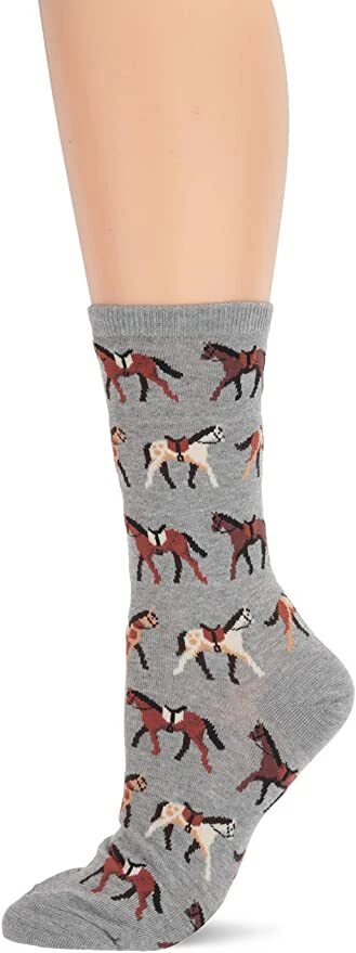 Hotsox Mujer Calcetines Crew Caballos 1 Par, Gris Brezo, Mujer 4-10 Zapato Foto 1 de 1