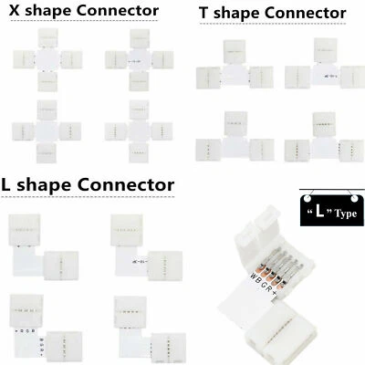 Solderless led strip L X T Connector For 5050 3528 RGBW RGB cct LED Strip Light - Image 1 of 4