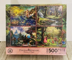 New Disney Parks Exclusive Thomas Kinkade 4-In-1 Puzzle Four 500 pc Puzzles - Picture 1 of 2