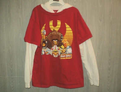 Camisa Angry Birds para niño talla S con capucha aspecto en capas manga larga roja Foto 1 de 3