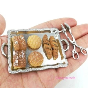8 Stück Maßstab 1:12 Puppenhaus Miniatur Tablett Clip Brote Zubehör Lebensmittel - Bild 1 von 12