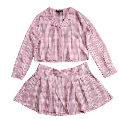Dollskill Trickz N Treatz Womens Plus 2X Costume Pink Plaid Pastel Bratz Goth - Image 1 of 4