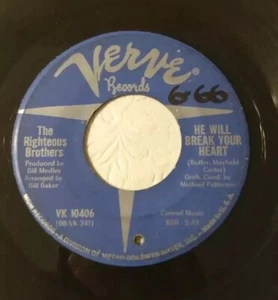 1966 THE RIGHTEOUS BROTHERS "HE WILL BREAK YOUR HEART" 45 rpm 7" VG - Imagen 1 de 2
