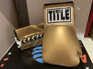 NUEVO TÍTULO DORADO Guantes de Boxeo para Firmar Autógrafos con Cordones - Imagen 1 de 6