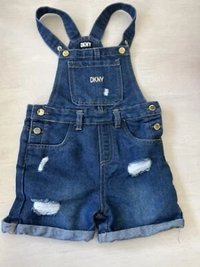 DKNY Overall Jean Denim Blue Jean Shorts Girls Size 5 - Picture 1 of 8