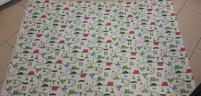 großes Stoff Stück 105 x 159 cm Straße Autos Kinder Kissen Decke Kinderzimmer - Bild 1 von 3