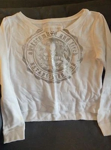 ABERCROMBIE & FITCH KIDS WHITE/SILVER (GIRLS) MEDIUM SWEATSHIRT - USED - Picture 1 of 3