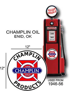 12" 1946-56 CHAMPLIN GASOLINA VINILO CALCOMANÍA LATA DE ACEITE/BOMBA DE GAS/LUBSTER - Imagen 1 de 1