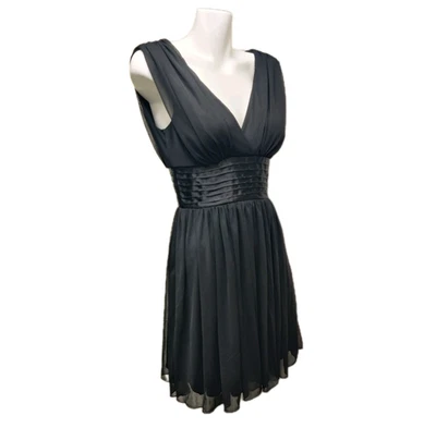 Trixxi Y2k Babydoll Party Dress Womens S Black Chiffon Empire Waist Back Zip - Image 1 of 4