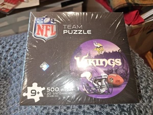 New - Wincraft NFL Team Round 500 Piece Puzzle, NFL-M Vikings - Picture 1 of 2