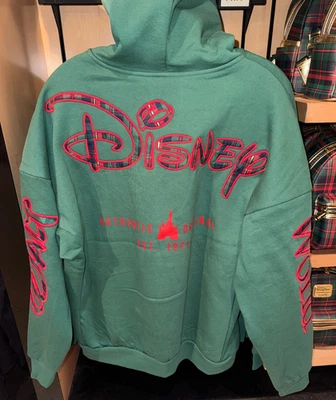 2025 Walt Disney World Green Plaid Christmas Zip Hoodie Sweatshirt Adult Sizes! - Image 1 of 2