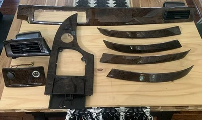 Juego de molduras interiores de madera fina panel de tablero y puerta consola central OEM BMW E60 2004-07 Foto 1 de 4