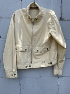 Vtg Spatz of New York Harrington Jacket Beige Canvas Zip Front Size S/M USA Made - Picture 1 of 8