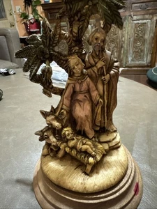 Stunning Nativity Scene 8” Tall 3D Christmas Nativity Set Resin Wood Stand Italy - Picture 1 of 10