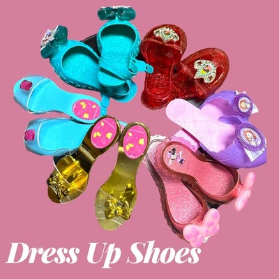 Lot of 6 Pairs of Dress Up Shoes Little Girls - Ariel, Belle, Elena & more! - Image 1 of 4
