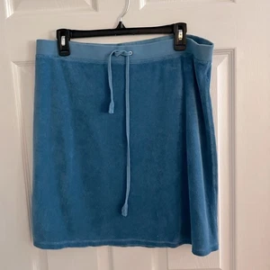 Y2K Juicy Couture Terry Cloth Skirt LARGE Blue Terrycloth Casual Summer Swim - Picture 1 of 11