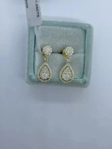 2.50Ct Round Lab-Created Diamond Drop & Dangle Earrings 14K Yellow Gold Plated - Picture 1 of 5