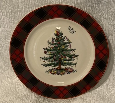 NIB ~ Spode CHRISTMAS TREE TARTAN 12” Buffet Plate or Platter - Image 1 of 4