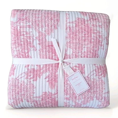 Pottery Barn Lilly Pulitzer Anniversary Toile Palm Beach Quilt King Cal King   - Image 1 of 4