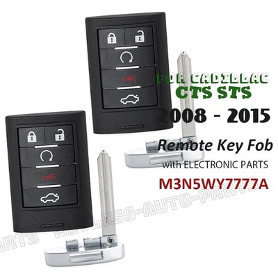 2x M3N5WY7777A for Cadillac CTS STS 2008 2009 2010 2011 2012-2015 Remote Key Fob - Image 1 of 4