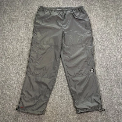 VINTAGE Nike Y2K Baggy Windbreaker Track Pants Adult XXL Gray Black Lined Swoosh - Image 1 of 4