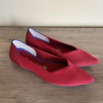 Sapato sem salto Rothy’s The Point vermelho feminino tamanho 7.5 casual lavável leve - Imagem 1 de 4