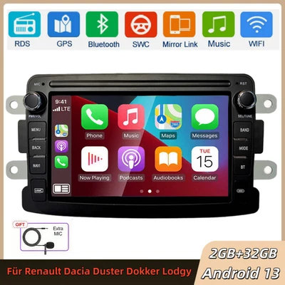 Für Dacia Duster Lodgy Dokker Renault Autoradio Android 13 GPS Navi Carplay 32GB - Bild 1 von 4