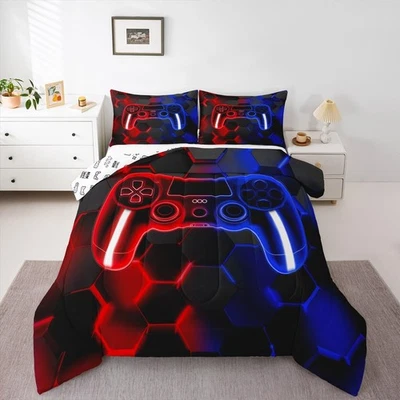 Gamer Duvet Quilt Gaming Bedding Set for Kids Boys Girls Teens Room Decor Red... - Image 1 of 4