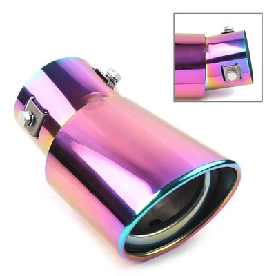 Car Stainless Steel Rear Exhaust Pipe Tail Muffler Tip Round Accessories RED - Image 1 of 4