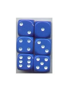 NEW Dice Set of 6 D6 (16mm) - Opaque Blue - Picture 1 of 1