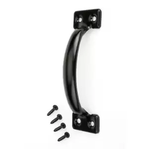 Pack of 5 Handles 6-1/2 in Black Finish Steel Grip Door Pull Screws Included - Picture 1 of 4