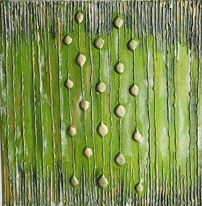 Abstract Acrylic Painting On Canvas 12” X 12” Green Bark Best Offer - Picture 1 of 1