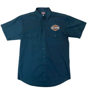 CAMISA DE VESTIR HARLEY DAVIDSON FLAMING EAGLE NEGRA CON BOTONES HD MOTOCICLETA - Imagen 1 de 2