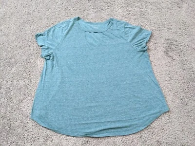 Lane Bryant Blouse Women's 26/28 Green Choker Neck Short Sleeve  Relaxed Top - Image 1 of 4