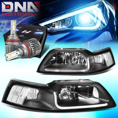PARA 1999-2004 MUSTANG LED DRL FARO LATERAL NEGRO/CLARO CON KIT LED ESTILO DELGADO Foto 1 de 4