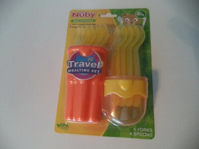 BPA FREE Nuby Travel MealTime Set Four Forks And Four Spoons With Travel Case - Image 1 of 4