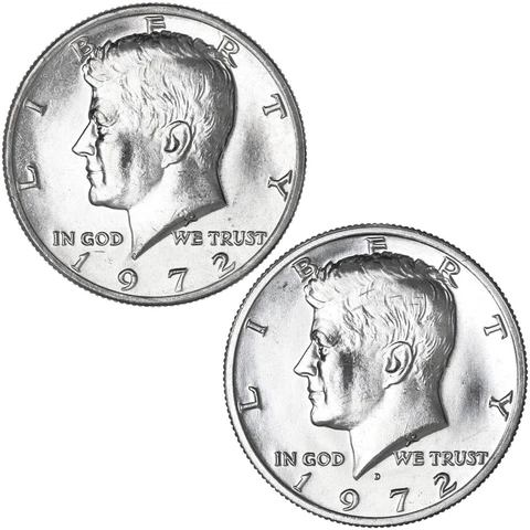 1972 P D Kennedy Half Dollar BU 2 Coin Year Set Cover