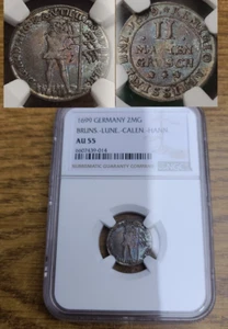 Germany Wildman 2 Mariengroschen Toned NGC AU55 Bruns Lune Calen Hann  / Wolfen - Picture 1 of 10