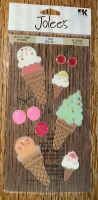 Conos de helado Jolees espolvorea cereza postre regalo verano álbum de recortes pegatinas Foto 1 de 4