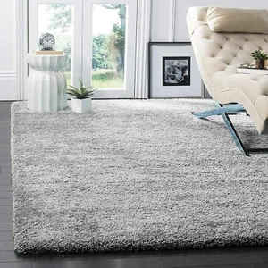 Plain Modern Carpet Area Rug Runner Up  Polyester 4 x 6 Feet Silver - Picture 1 of 2