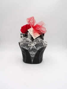 Black and White Quilting Fabric Corset Valentine/ Anniversary Gift - Picture 1 of 4