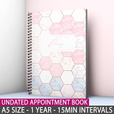 BEAUTY STATIONERY A5 libro appuntamenti non datato diario salone di bellezza terapisti 3 colonne massaggio unghie