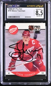 Steve Yzerman Signed 1990-91 Pro Set Card #79 Red Wings CGC 8.5 JSA 10 Auto - Picture 1 of 2