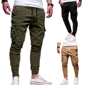 Mens Trousers Joggers Pants Sweatpants Cargo Pants Workout Pants Loose Casual - Picture 1 of 22